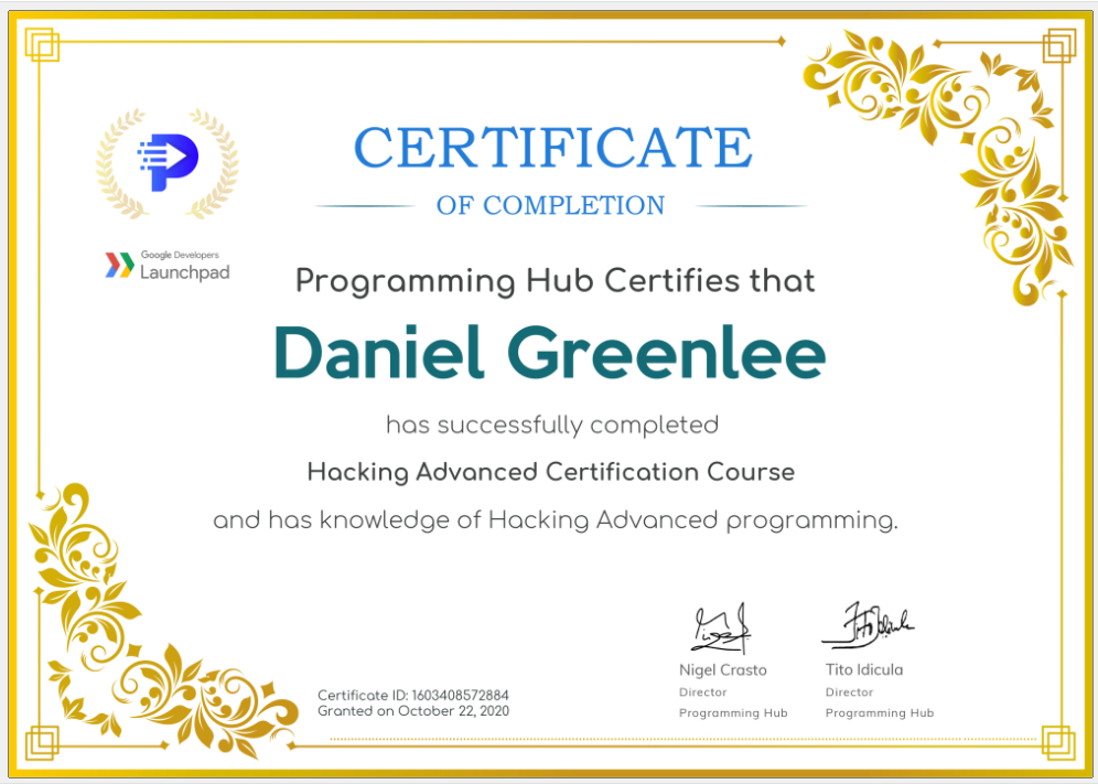 Advanced Hacking – Programming Hub – October 2020