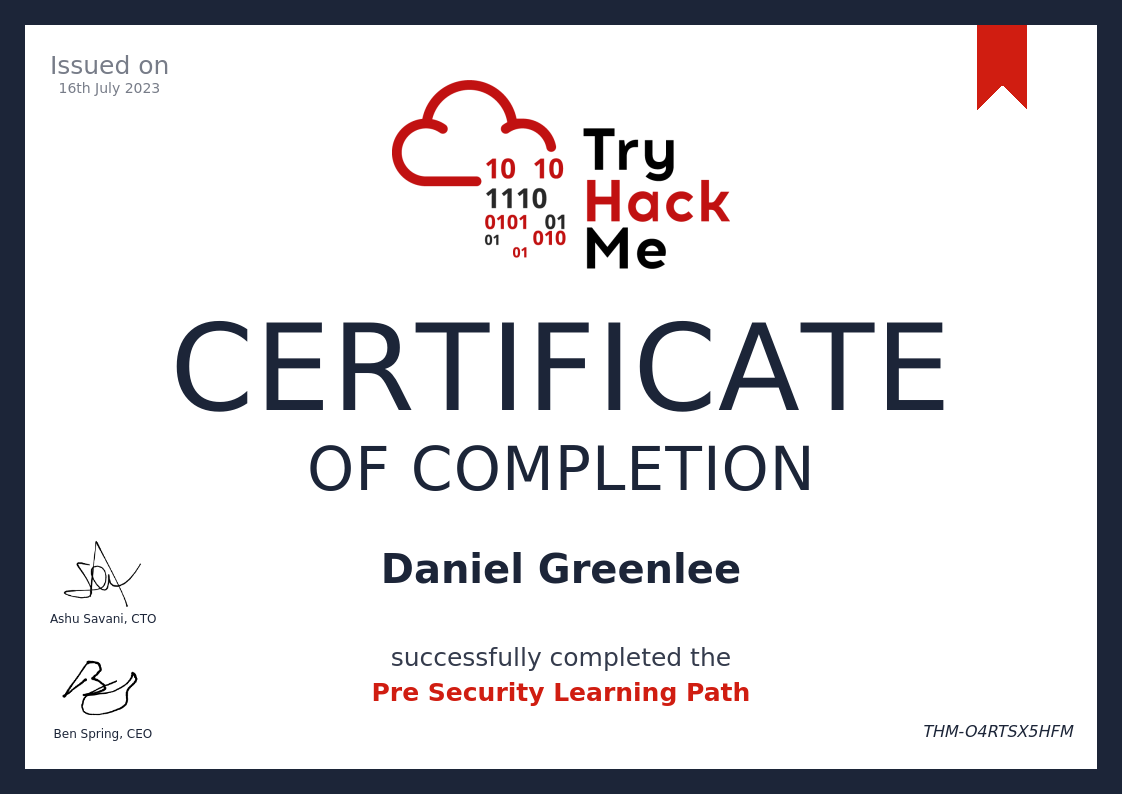 Pre Security – TryHackMe – July 2023